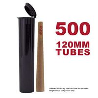 120MM Black Doob Tubes | 500 Bulk Pack | Waterproof Airtight and Smell Proof Blunt Vial Container | Child Resistant with Squeeze Pop Tops | BPA-Free | Ideal for Storing King Size Pre Rolled Raw Cones