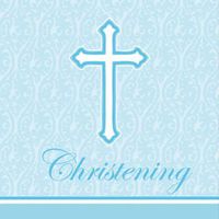 Faith Blue Christening Lunch Napkins 18 Per Pack