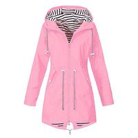 Ros1ock Women Solid Color Waterproof Jacket Outdoor Windproof Warm Coat Tops Casual Hoodies Pink