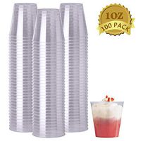 HyHousing 1 Oz Clear Plastic Cups 100 Pack, Hard Disposable Plastic Cups Tumblers Ideal for Daily Life at Home, Party Wedding Drinking Wine Tasting Food Samples (T1-100)