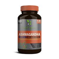 Organic Ashwagandha 1,200mg with Black Pepper Extract, 120 Vegan Capsules::100% Pure Natural Supplement for Stress Relief, Anxiety and Mood Support:: Non GMO