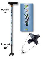 Walking Cane Adjustable T Handle with Footed Cane Tip Hummingbirds Design