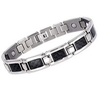 CMS MAGNETICS Novoa Men's Quad-Element Titanium Magnetic Bracelet with Carbon Fiber Inlays - 12,800 Gauss B503D