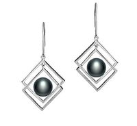 Lilian Black 8-9mm AAA Quality Freshwater 925 Sterling Silver Cultured Pearl Earring Pair For Women