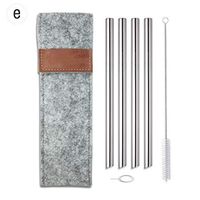 ENSEMBLE LIVING, stainless steel metal wide smoothie and boba straws, pack of 4, comes with felt pencil/makeup case and no splash SIM card pin, 1/2" Wide