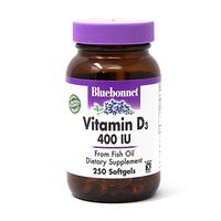 Bluebonnet Nutrition Vitamin D3 400 IU Softgels, Aids in Muscle and Skeletal Growth, Cholecalciferol from Fish Oil, Non GMO, Gluten Free, Soy Free, Dairy Free, 250 Softgels