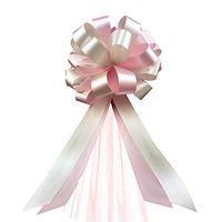 Pink and Silver Pull Bows with Tulle Tails - 8" Wide, Set of 6, Wedding Pew Bows, Reception, Aisle Decoration, Anniversary, Valentine's Day, Birthday, School Dance, Classroom, Office, Baby Shower