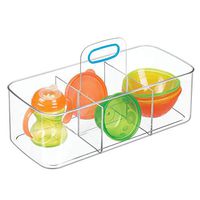 InterDesign 09932 ID Jr. Portable Carrying Caddy Tote with Handle for Organizing Baby Formula, Bath Necessities - Large, Clear/Teal