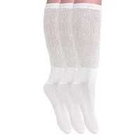 Diabetic Socks Over The Calf Big and Tall Extra Wide Full Cushion Socks Made in USA (10-13, White - 3 Pairs)