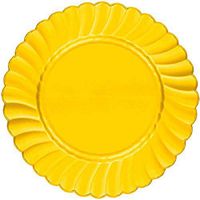 Amscan 430902.09 Premium Plastic Scallop Plate, 7 1/2", Yellow