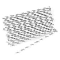 Weddingstar Inc. Sippers Candy Striped Metallic Print Paper Straws Silver