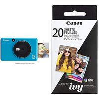 Canon IVY CLIQ Instant Camera Printer, Mini Photo Printer with 2"X3" Sticky-Back Photo Paper(10 Sheets) with Canon Zink Photo Paper Pack, 20 sheets