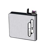 Full Pack 20 Regular Cigarettes Case Box Holder Automatic Ejection Case with Dual Arc Lighter USB Rechargeable, Flameless, Windproof,Moisture-Proof