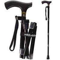 Switch Sticks Aluminum Adjustable Folding Cane and Walking Stick collapses and adjusts from 32 to 37 inches, Black