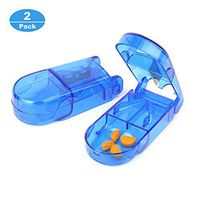 LazyMe Pill Cutter and Splitter for Small Pills, Safety Medicine Slicer with Stainless Steel Blade , Cuts Pills, Tablet Vitamin (Blue, 2 Pack)