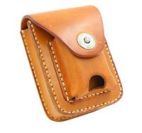 Phonyeer Handmade Genuine Leather Waist Cigarette Case with Lighter Holder for Zippo& 84mm (Camel)