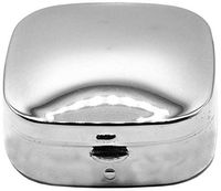 Silver Classic Square Pocket Purse Portable Travel Pill Box & Medicine Organizer (2 Compartments)