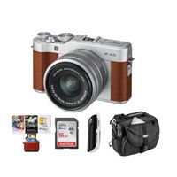 Fujifilm X-A5 24.2MP Mirrorless Digital Camera with XC 15-45mm f/3.5-5.6 OIS PZ Lens, Brown - Budle with 16GB SDHC Card, Camera Case, Card Reader, Mac Software Package