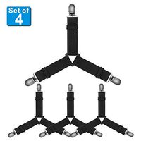 Adjustable Bed Sheet Holder Straps, Triangle Non-Slip Elastic Mattress Corner Clips with Heavy Duty Grippers Clips (Set of 4)