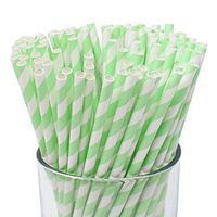 Just Artifacts 100pcs Premium Biodegradable Striped Paper Straws (Striped, Mint)