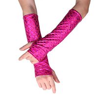 iEFiEL Mermaid Fingerless Long Gloves Dancing Costume Arm Sleeves Rose Red One Size