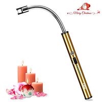 Candle Lighter,Eitou USB Electronic Arc Lighter with LED Rechargeable Electric Lighter Long Flexible Neck for Camping Cooking BBQs Fireworks（Gold)