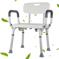 Chi Cheng Fang Electronic business Shower Seat Chair/Disabled Aid Non-slip Shower Chair/Pregnant women bath stool/White Metal bathtub stool/Backrest and armrests/The maximum sustainable 200Kg