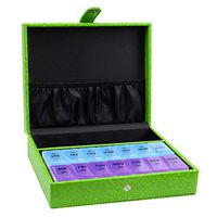 Decorebay Leather 7 Day AM/PM Pill & Medication Organizer (Green)
