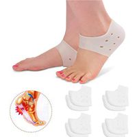 Silicone Heel Cups, Plantar Fasciitis Inserts, Breathable Heel Socks Protectors for Dry Cracked Heel and Reduce Pains of Plantar Fasciitis for Men and Women-4 Pairs