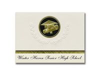 Signature Announcements Winter Haven Senior High School (Winter Haven, FL) Graduation Announcements, Presidential Elite Pack 25 Cap & Diploma Seal. Black & Gold.