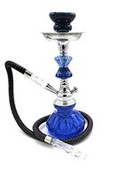 11 Inches Twin Diamond Complete Hookah Set, Small Modern 1 Hose Hookah Kit with Hookah Accessories - Blue Hookah Set