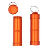 REAL SIC 3-Inch Keychain Pill Holder, Discreet Waterproof Medicine Container Key Ring - Premium Aluminum Case with Convenient Design for Camping, Festivals, Hiking & Outdoors (Orange)