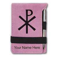 Mini Notepad, Chi Rho, Personalized Engraving Included (Pink)