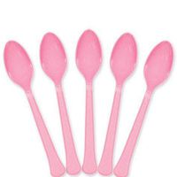 Extra Heavy Weight Plastic Spoons | 20ct (New Pink)