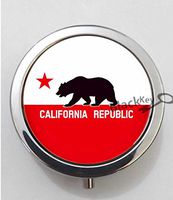 BlackKey New York California Flag 3-Compartment Decorative Pocket Gift Box Case Organizer for Pill, Color 1 -267