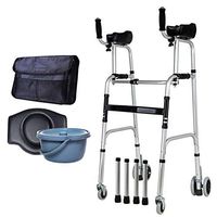 Renxiarx Folding Lightweight Aluminium Walking Frame with Wheels,Old Man Walking Walker - Adjustable Height,Wheeled Walking Frame with Carry Handle and Flip Up Seat