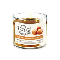 Laylas 3-Wick Scented Candle for Stress Relief, Aromatherapy & Relaxation – Naturally Scented and Infused with Essential Oils -14oz (Salted Caramel)