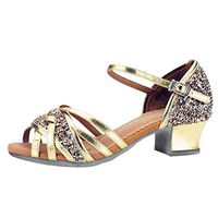 callm Children Kids Girls Latin Dance Sandals Girls Ballroom Tango Salsa Latin Dance Shoes Sandals Gold