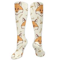 Women & Men Colorful Compression Socks - Best Athletic/Running/Flight/Medical/Travel Knee High Stockings for Nurses Teens - Yellow Cute Fox Seamless Royalty Vector Image