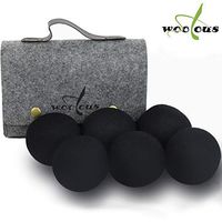 Woolous Wool Dryer Balls XL 6 Pack Dark Premium New Zealand Pure Organic Non-Toxic Merino Wool Ball,Reusable, Reduce Wrinkles, Saves Drying Time, Felted Black Laundry Dryer Ball (2.36inch/Set of 6)