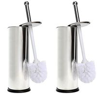 Home Intuition Chrome Toilet Brush and Holder, Pack of 2