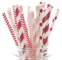 Valentines Straws, Red & Pink Wedding Straws (25 Pack) - Kids Valentine's Party Decorations, Valentines Day Supplies, Valentine's Favor Gifts