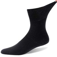 Forcool Diabetes Socks, Non Binding Loose Top Full Cushion Circulation Crew Dress Diabetic Cotton Edema Socks for Men and Women, 1 Pair Black Medium