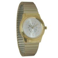 Gold Quartz Braille Watch: Mens with Expansion Band