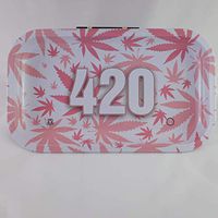 Pink Leaf 420 Amsterdam Originals Large Metal Smoking Rolling Tray