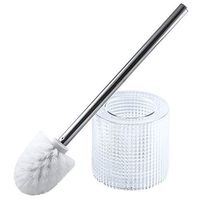 Toilet Brush and Holder, Elegant Design Clear Plastic Bowl