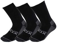 Diabetic Cushioned Socks Big & Tall Men Black Crew 3 Pck Seamless Toe Size 13-16