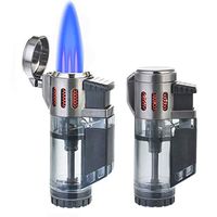 Torch Lighters, 2 Pack Triple Jet Flame Butane Lighter Triple Flame Cigar Lighter Fluid Refillable Jet Lighter-Butane Not Included (Black)