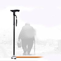 CW&T WW Walking Stick Thicken Aluminum LED Lighting Folding Telescopic Adjustable Non-Slip Base Crutches
