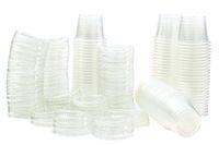Plastic Jello Shot Cups By Green Direct - Disposable 1 oz Clear Cups With Lids - Useful for any Party for Souffle Dessert or Ice Cream for hot & cold - Portion Condiment Sample Cup Pack of 100